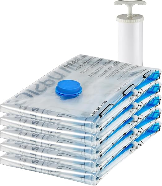 Amazon Basics — Housses de rangement sous vide avec pompe manuelle, lot de 5