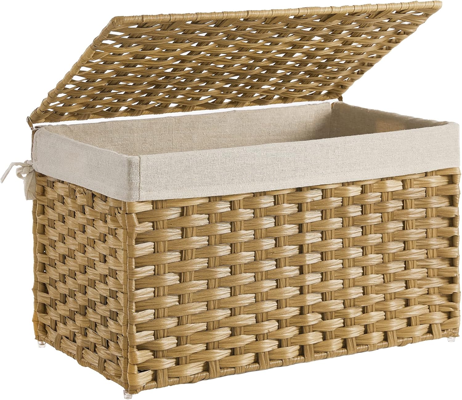 SONGMICS — Panier de rangement 65L avec couvercle, pliable, coloris bois (RST56NL)